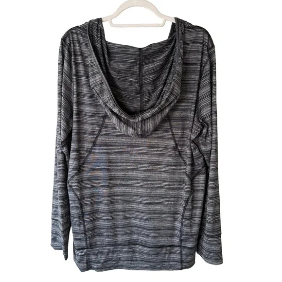 Champion Black and White Grey Performance Striped Hoodie Size XL Activewear - Picture 2 of 12